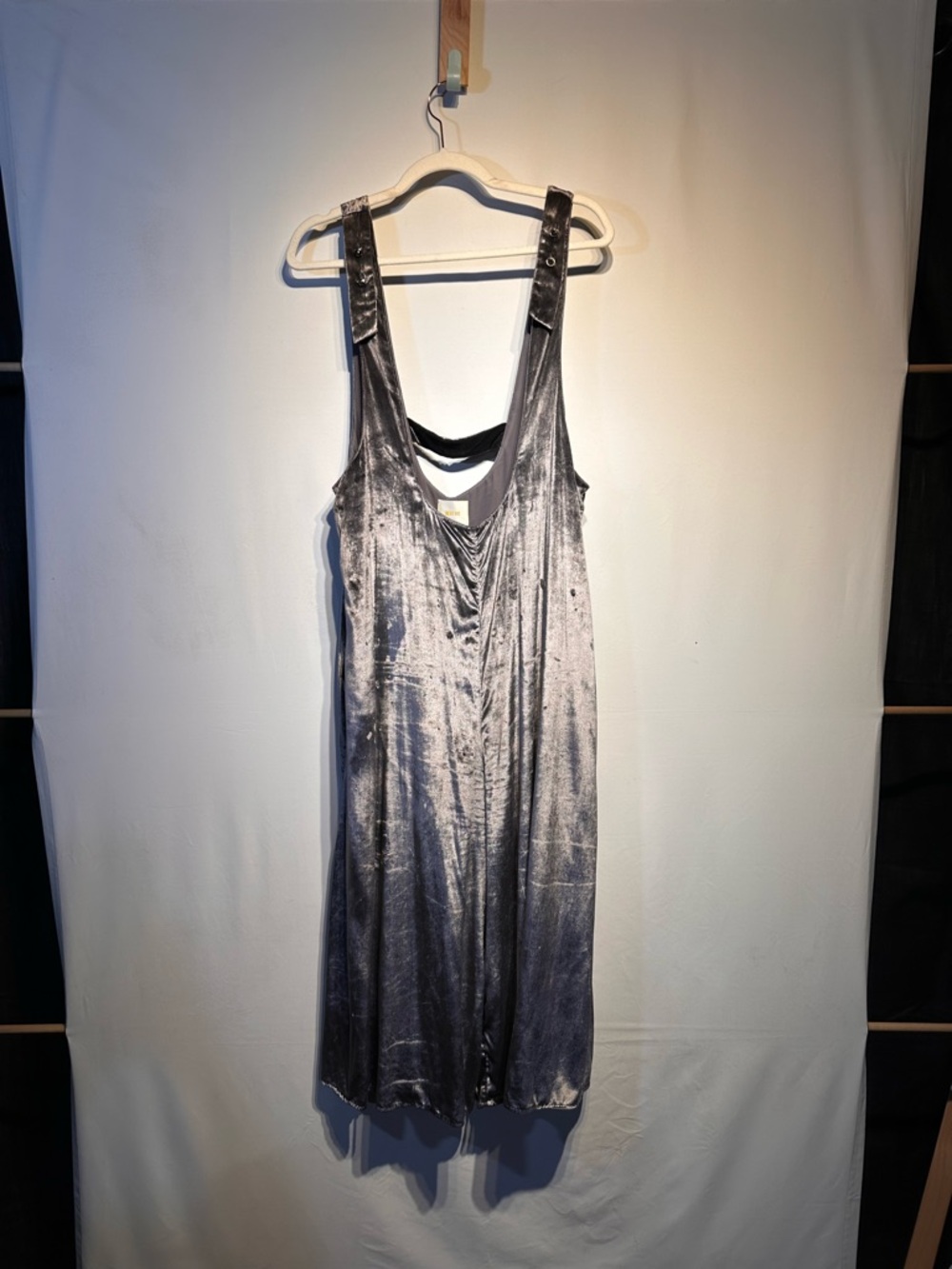 Maeve Charcoal Silver Velvet Halter Jumpsuit - Picture 2 of 7